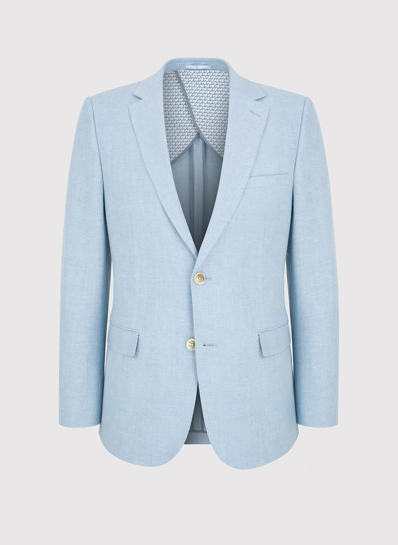 Lniana marynarka męska w kolorze niebieskim