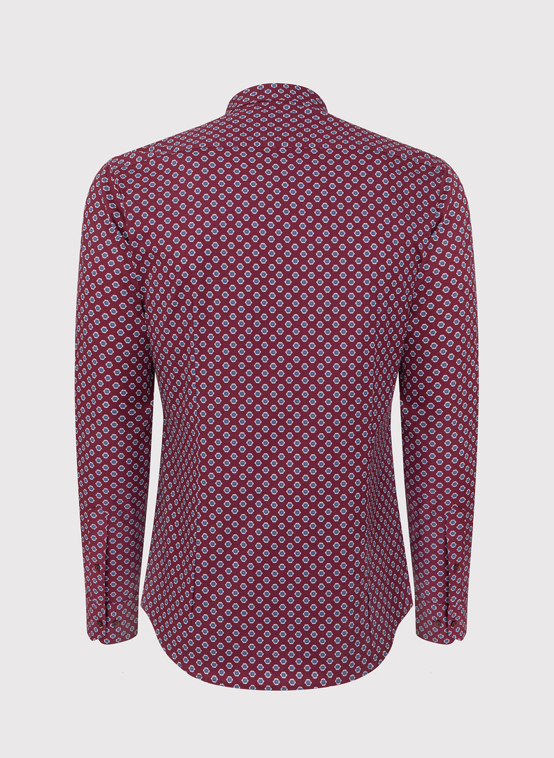 Męska bordowa koszula w kwiatki 
