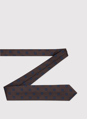 Brązowy krawat męski w kwadraty