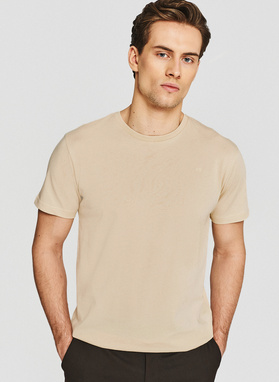Bawełniany t-shirt męski w kolorze beżowym