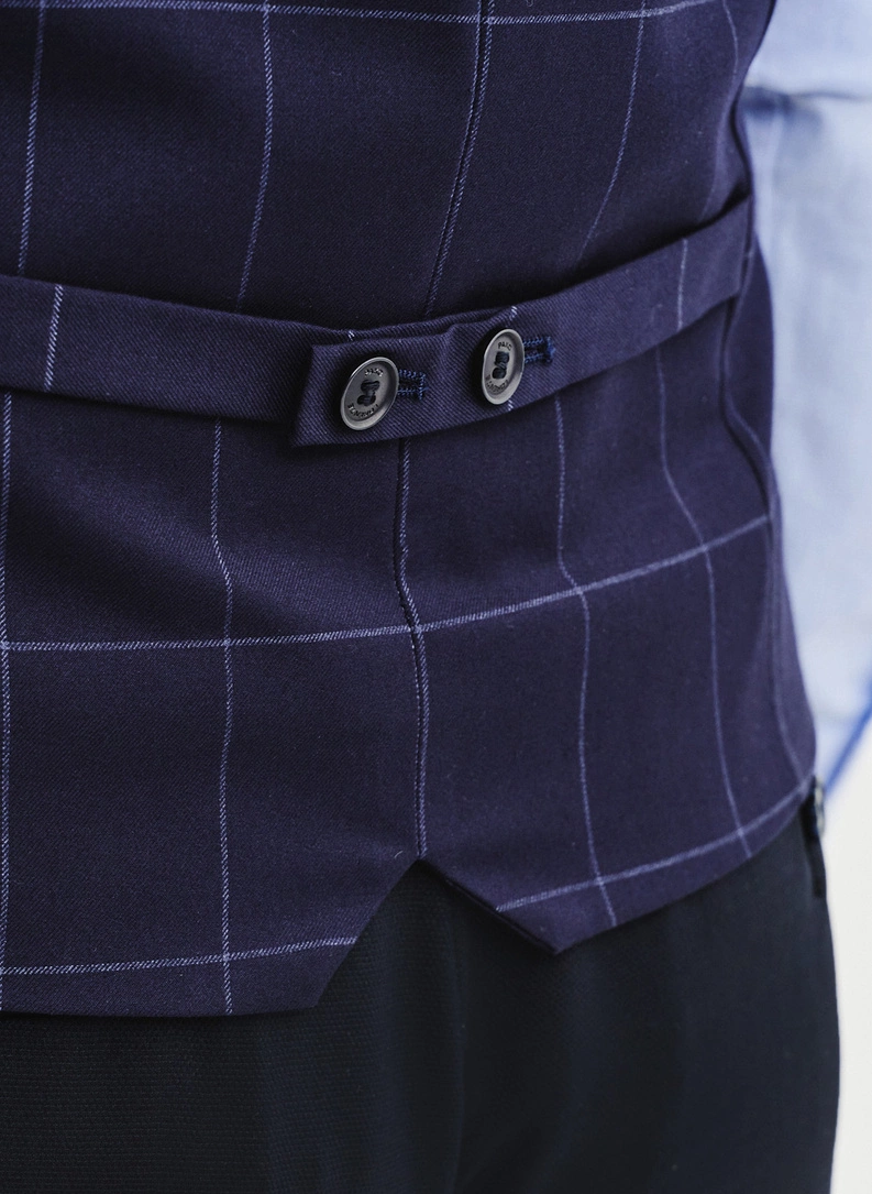 Granatowa kamizelka męska w kratę