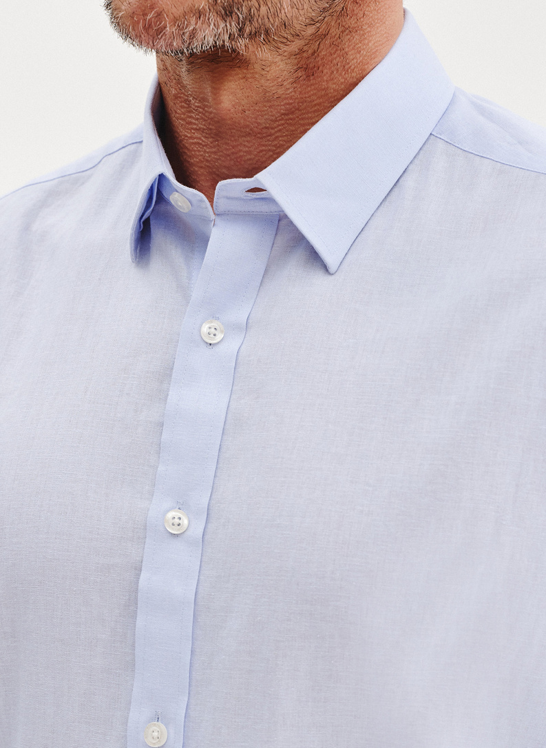 Niebieska koszula męska z lnem