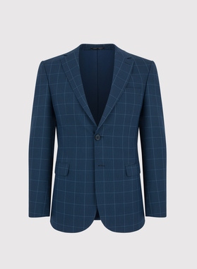 Garnitur w kolorze granatowym w kratę