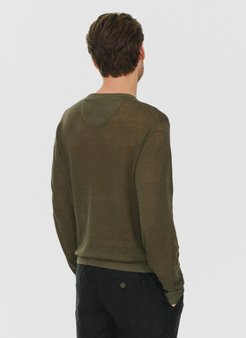 Zielony lniany sweter