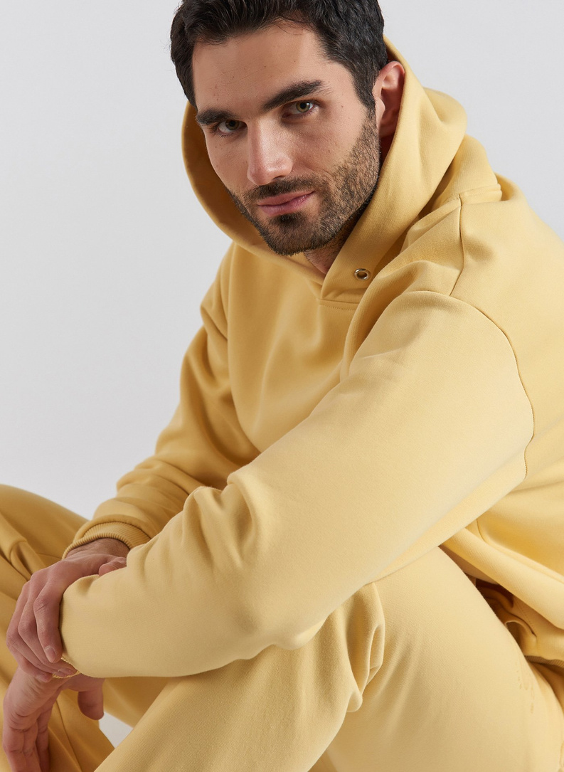 Żółta bluza z kapturem oversize C21SF-2K-001-Y