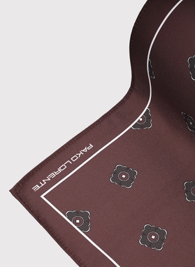 Wzorzysta brązowa poszetka męska