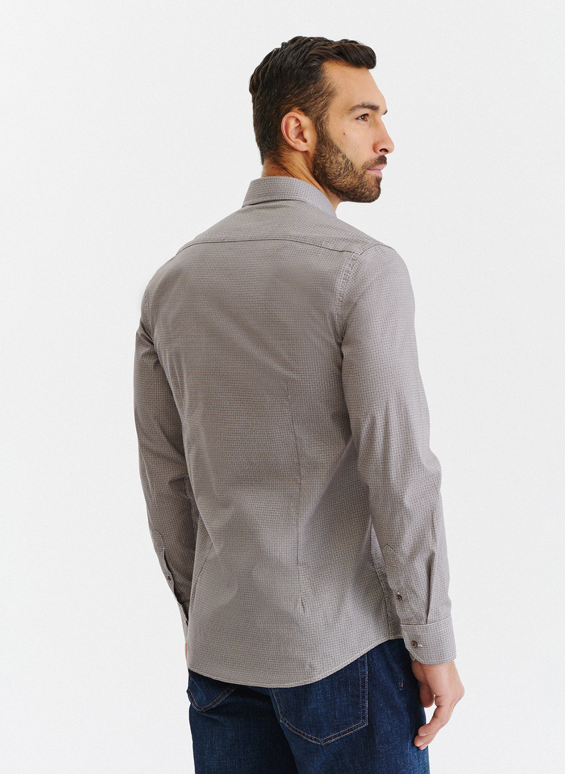 Brązowa koszula męska w mikrowzór 