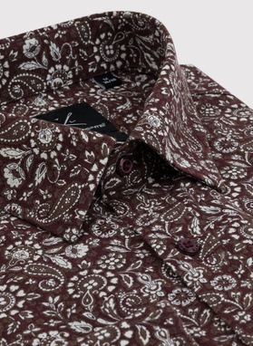 Casualowa brązowa koszula w paisley