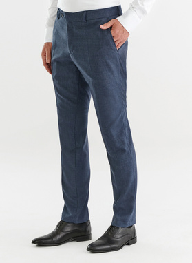 Granatowe spodnie garniturowe w pepitkę