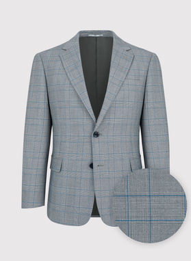 Szara marynarka garniturowa w niebieską kratę