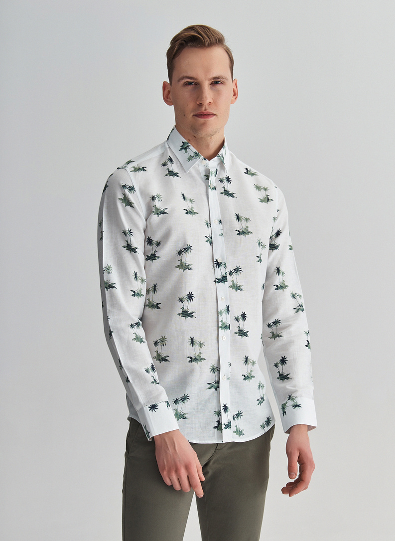 Koszula męska z lnu i bawelny P22SF-1X-011-Z-S