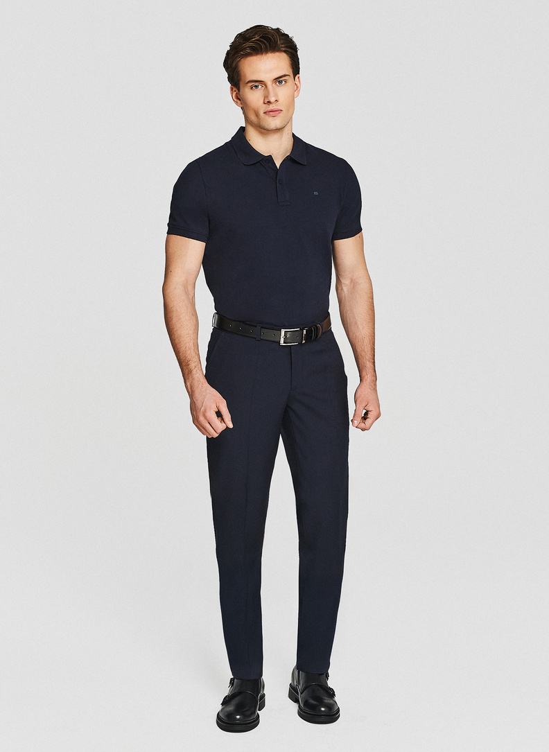 Granatowe bawełniane polo męskie