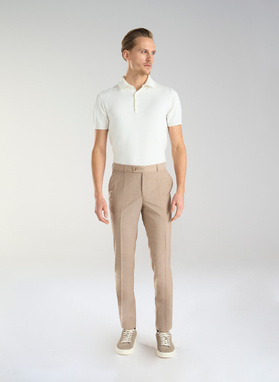 Beżowe wełniane spodnie męskie 