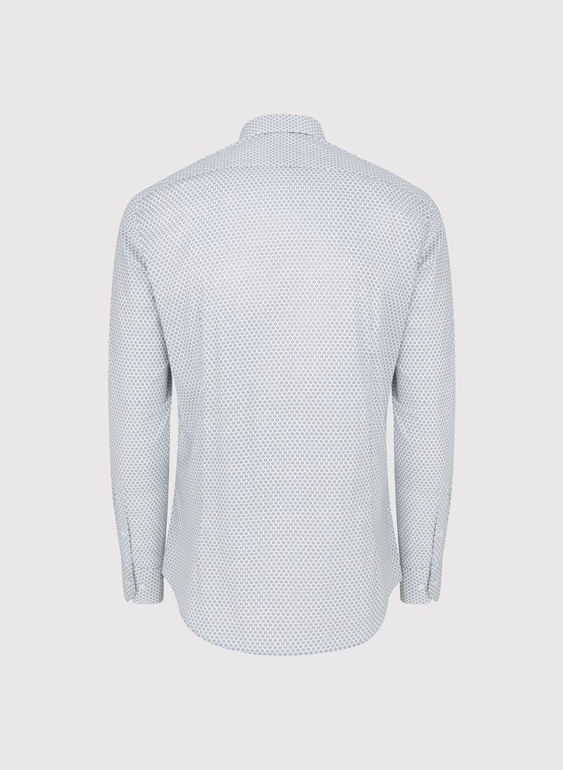 Biała koszula męska w mikrowzór