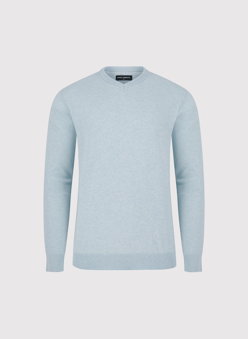 Niebieski sweter v-neck