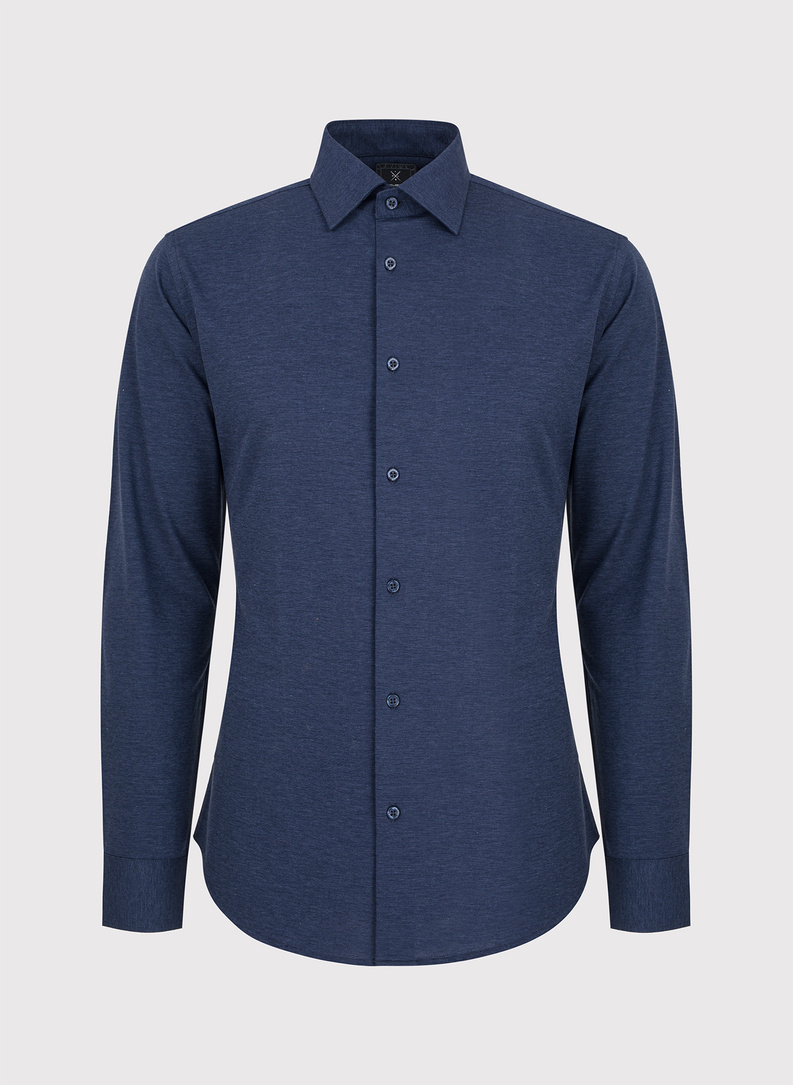 Ciemna niebieska bawełniana koszula męska