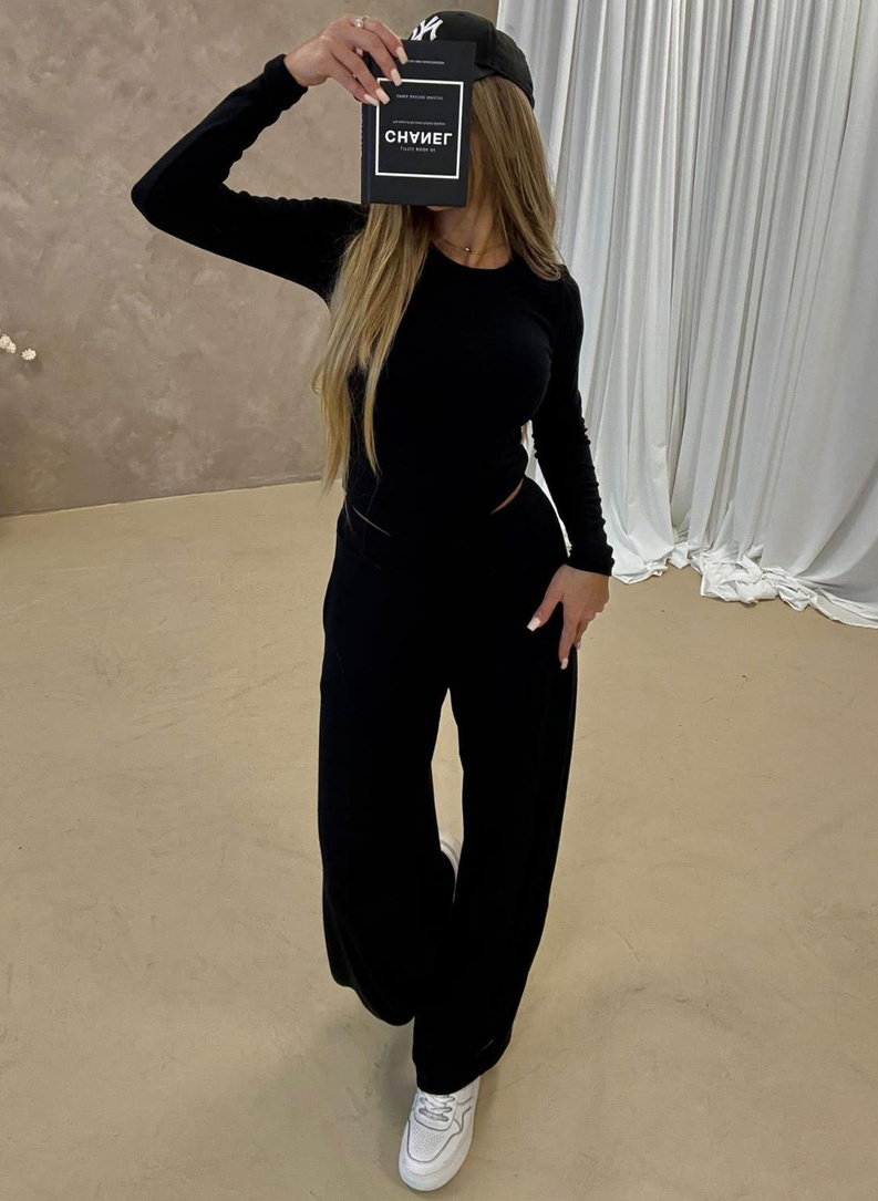 Komplet damski BARI LONG czarny sweterek