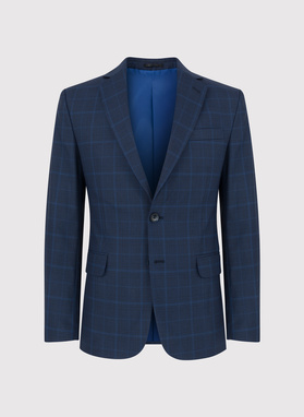 Granatowa męska marynarka w kratę