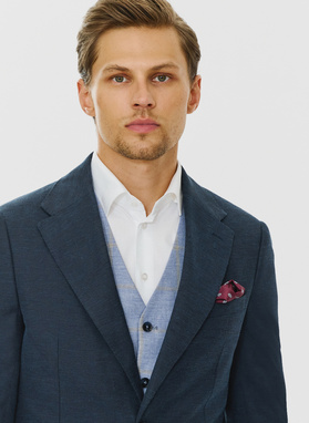 Granatowa marynarka z lnem