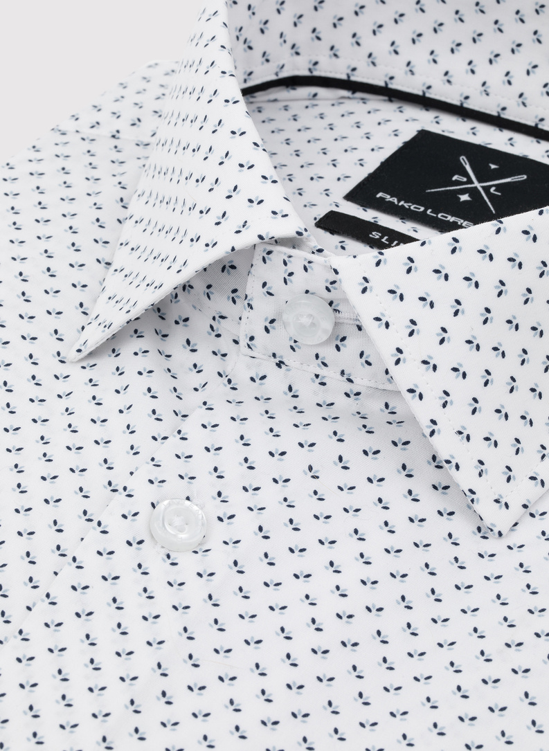 Biała koszula męska w mikrowzór