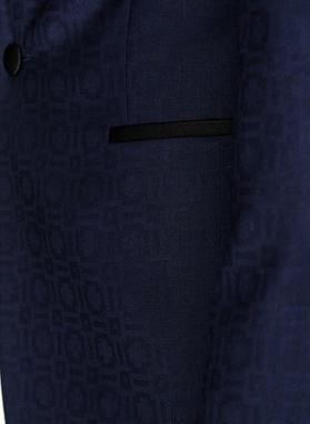 Granatowa żakardowa marynarka smokingowa