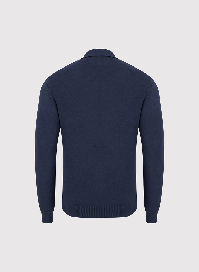 Granatowy sweter z kołnierzykiem polo