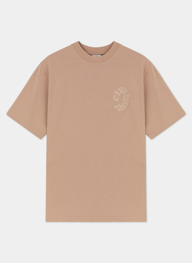 Brązowy T-shirt z krótkim rękawem oversize C21SF-TX-003-A