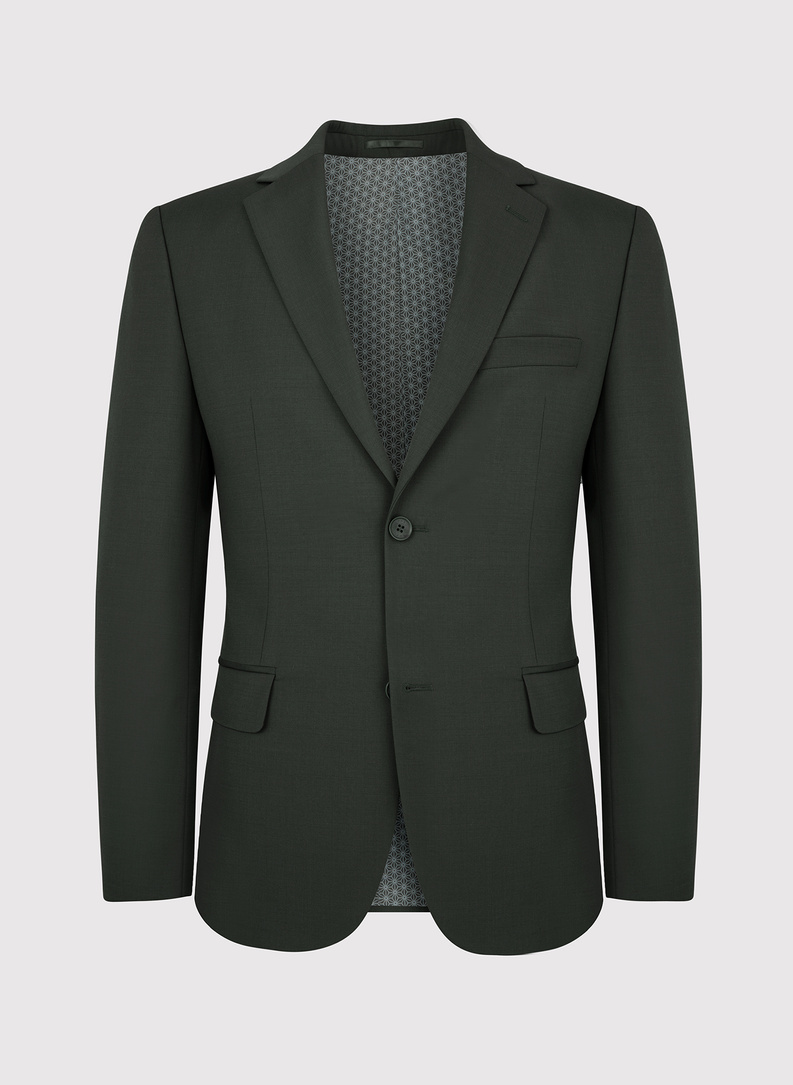 Ciemnozielony garnitur z wełną