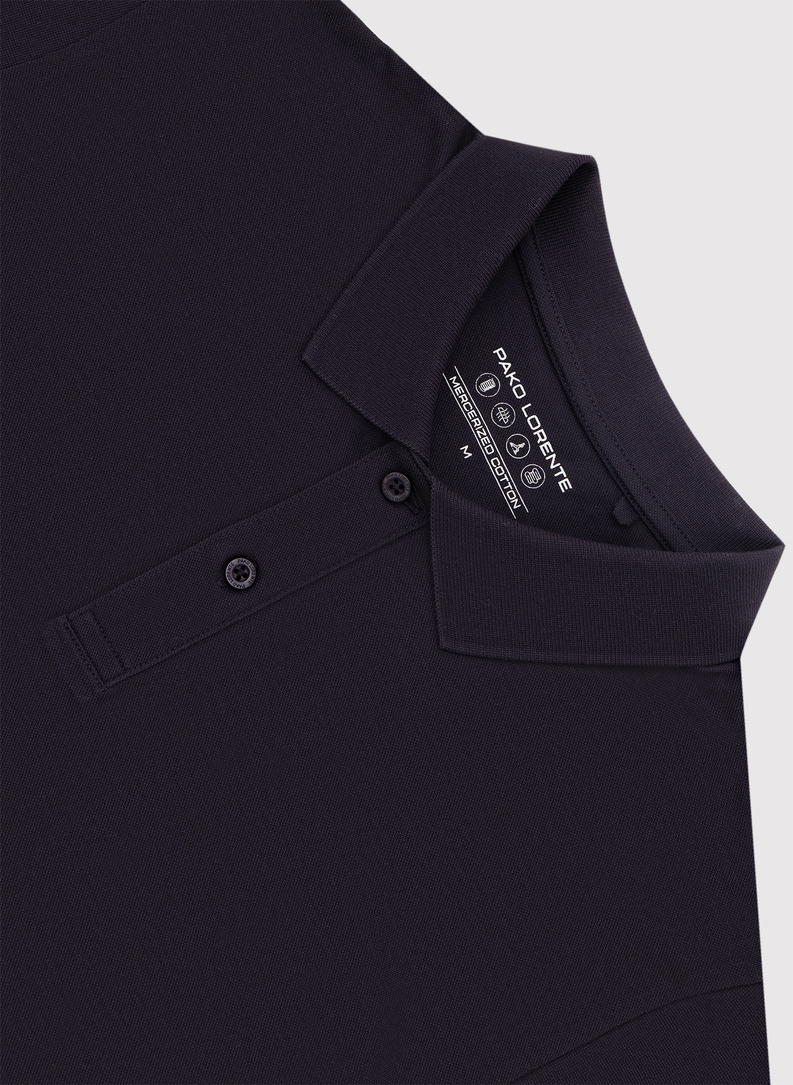 Granatowy t-shirt polo z bawełny