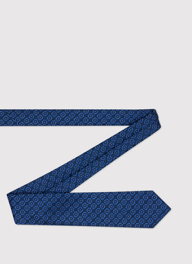 Niebieski krawat męski w geometryczny wzór