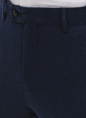 Granatowe spodnie ganiturowe z lnem