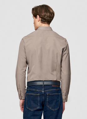 Brązowa koszula męska z wełną