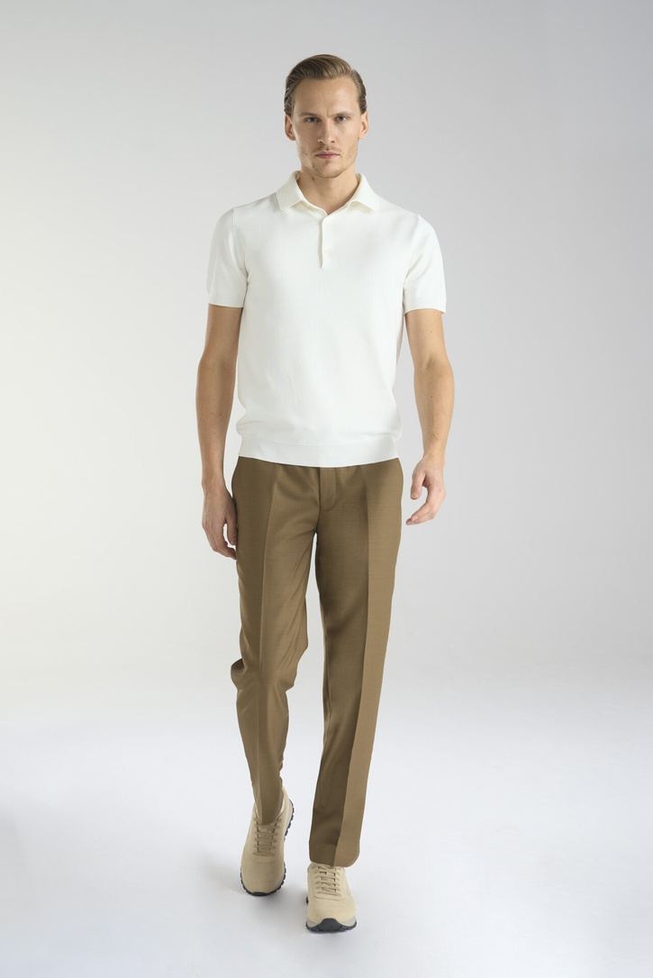 Jasnobrązowe garniturowe spodnie męskie z wełną