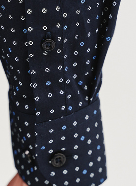 Granatowa koszula męska w mikrowzór