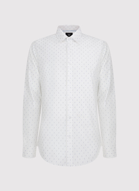 Biała koszula męska w mikrowzór