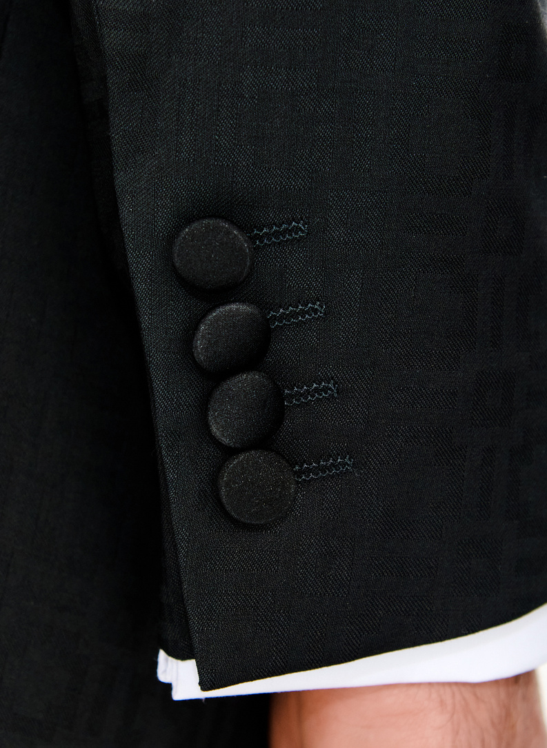 Ślubna żakardowa marynarka smokingowa w kolorze czarnym