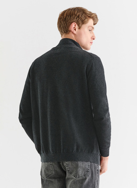 Szary rozpinany sweter męski ze stójką