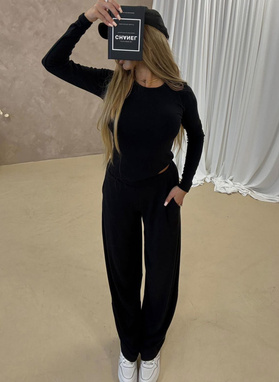 Komplet damski BARI LONG czarny sweterek