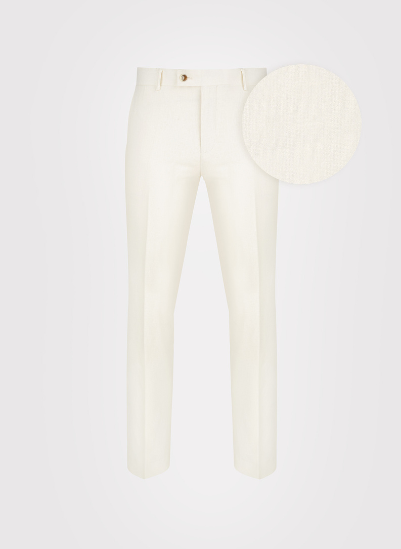 Beżowe spodnie ganiturowe z lnem