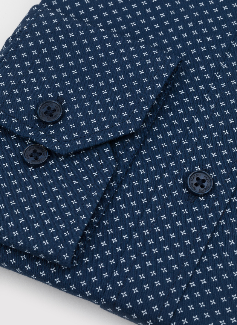 Granatowa koszula w drobny wzór 