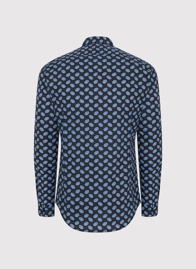 Granatowa koszula w kwiaty