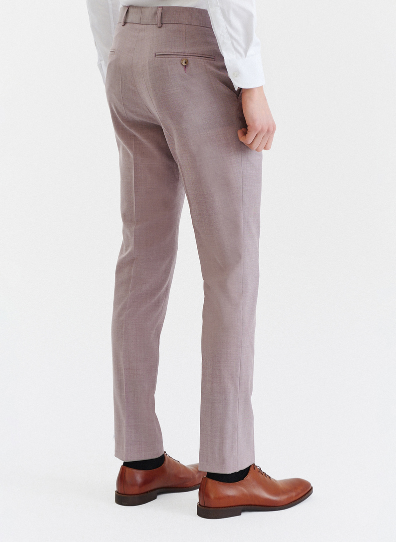 Gładkie różowe spodnie garniturowe męskie