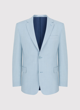 Błekitna gładka marynarka garniturowa