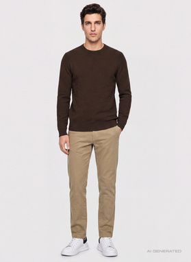 Brązowy sweter męski o-neck