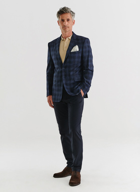 Granatowa marynarka w drobną kratkę