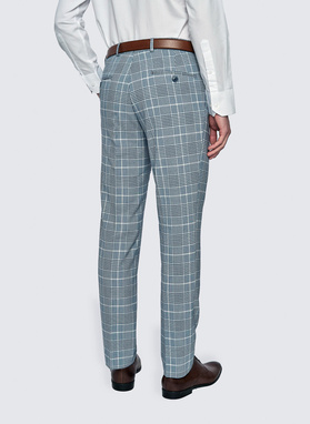 Niebieskie spodnie garniturowe w kratę