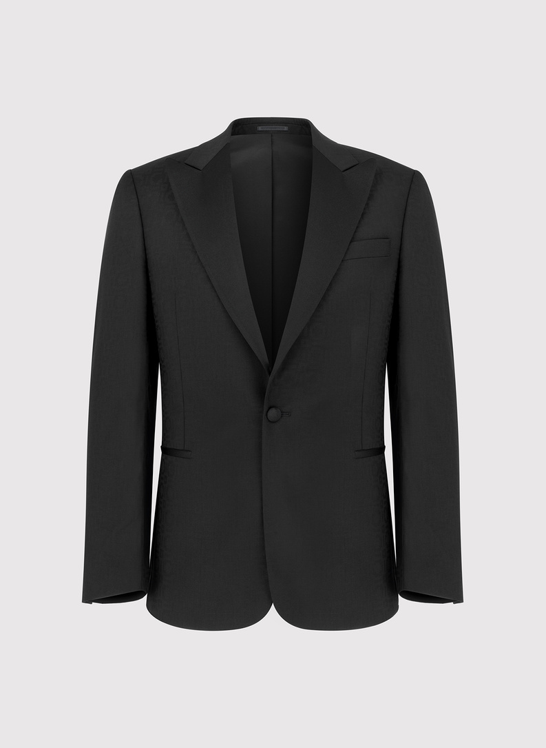 Ślubna żakardowa marynarka smokingowa w kolorze czarnym