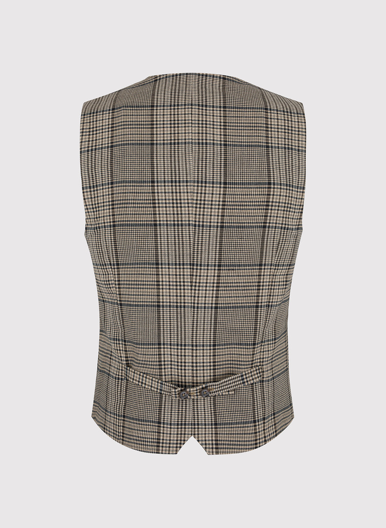 Kamizelka męska w beżowo-brązową kratę