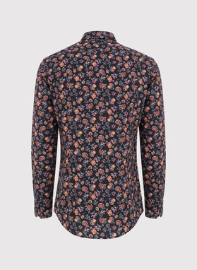 Czarna koszula męska w kwiaty