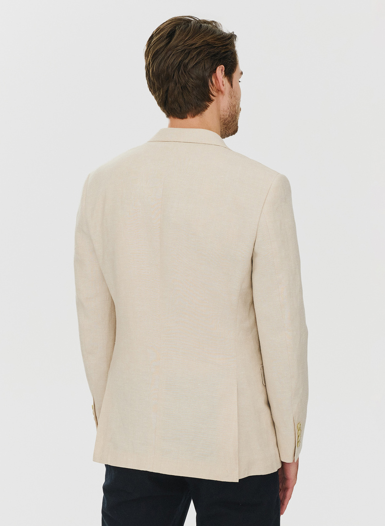 Lniana marynarka męska w kolorze beżowym